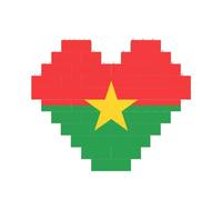 Drapeau du Burkina Faso - Bloc de briques de construction en forme de cœur - Pour Saint-Valentin, anniversaire, mariage