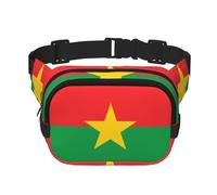 Drapeau du Burkina Faso Sac Banane Carré Double Couche Sangle Réglable pour Activités de Plein Air Noir Taille Unique, Noir , Taille unique