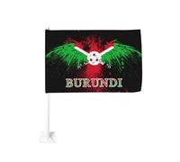 Drapeau du Burundi avec aigle, pince à fenêtre pour voiture, décoration de protection solaire, bannière double face 12x18 pouces pour camion