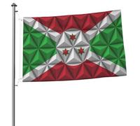 Drapeau du Burundi avec effet polygonal, drapeaux pour extérieur, bannière robuste double face de 2 x 3 pieds, pour maison, cour, festival, décoration de jardin extérieur, drapeau de bienvenue