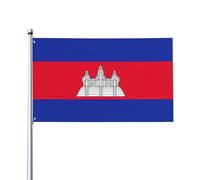 Drapeau du Cambodge décoratif sur un seul côté de 0,9 x 1,5 m à suspendre sur la pelouse et les balcons extérieurs et intérieurs