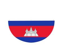 Drapeau du Cambodge en demi-cercle à suspendre pour l'extérieur