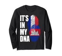 Drapeau du Cambodge et de la France Mélange ADN Heritage Manche Longue