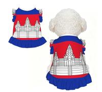 Drapeau du Cambodge M Vêtements pour petits chiens - Tenue d'été mignonne pour chiot, vêtements doux et respirants pour chat