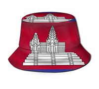 Drapeau du Cambodge Unisexe Chapeau De Seau Pêcheur Protection De Soleil Chapeau De Plage Mode Chapeau De Soleil pour L'Extérieur Plage Voyage