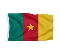 Drapeau du Cameroun 90 x 150 cm pour la Coupe du Monde 2026 - Drapeau de qualité supérieure avec étoile jaune et 2 œillets en métal doré - Article de supporter résistant aux intempéries Vert/rouge