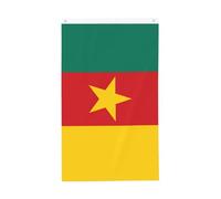 Drapeau du Cameroun de 0,9 x 1,5 m. Imprimé double face, vertical, tissu 100 % polyester, couleurs vives et durables.