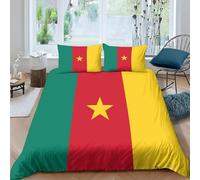 Drapeau du Cameroun Housse De Couette 240X220 Cm Parure De Lit 1/2 Personnes Adulte Impression 3D Motif Ultra Doux Microfibre Literie avec Fermeture Éclair Et 2 Taies d'oreiller -33989177852
