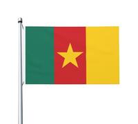 Drapeau du Cameroun imprimé double face, 0,9 x 1,5 m, léger et résistant aux couleurs avec boutonnières, idéal pour les fêtes en plein air et les jardins.
