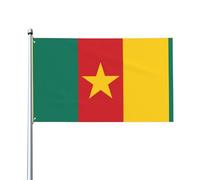 Drapeau du Cameroun. Imprimé sur un seul côté, 0,9 x 1,5 m, léger et fluide, adapté pour une utilisation en intérieur et en extérieur.