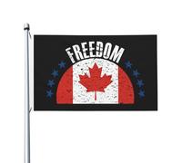 Drapeau du Canada et drapeaux de la liberté pour l'extérieur 3 x 5 pieds Drapeau en polyester robuste double face pour la décoration de jardin extérieur de festival de cour à la maison Drapeaux de bie