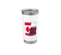 Drapeau du Canada et du Qatar | Canadian Qatari Roots Gobelet isotherme en acier inoxydable double paroi