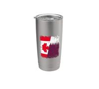 Drapeau du Canada et du Qatar | Canadian Qatari Roots Gobelet isotherme en acier inoxydable double paroi