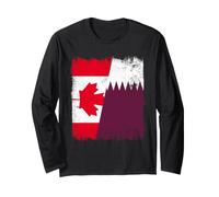 Drapeau du Canada et du Qatar | Canadian Qatari Roots Manche Longue