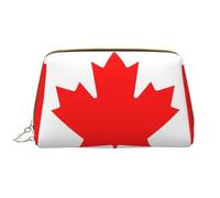 Drapeau du Canada Sac de maquillage étanche en cuir portable étanche pour la maison Voyage pour organiser des articles de toilette divers, blanc, taille unique, Blanc, En storlek