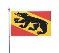 Drapeau du canton de Berne, 90 x 150 cm, en polyester résistant double face, pour extérieur, décoration de terrasse ou jardin.