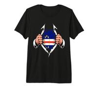 Drapeau du Cap-Vert Graphique déchiré Fierté Cap-Verdienne T-Shirt Haut de Gamme