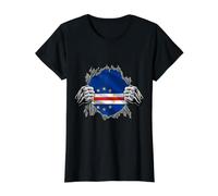Drapeau du Cap-Vert Super Cap-Vert Heritage Racines du Cap-Vert T-Shirt Graphique avec Valeur, Femme, Noir, L