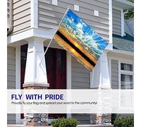 Drapeau du ciel 4x6 FT nuage lever du soleil été matin aube lac ciel drapeaux extérieurs grandes bannières de cour de bienvenue maison jardin cour pelouse décor bleu jaune