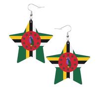 Drapeau du Commonwealth de la Dominique Imprime Cuir Boucles d'oreilles en forme d'étoile Accessoires légers et élégants pour les fêtes, les danses et la vie quotidienne.