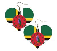 Drapeau du Commonwealth de la Dominique Imprime Élégantes Boucles d'oreilles en forme de cœur légères Accessoires pour femme Parfait pour les fêtes et la Saint-Valentin.