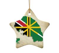 Drapeau du Commonwealth de la Dominique Map04 - Décoration en céramique de forme unique - Pendentif étoile double face en forme de cœur pour décoration de Noël
