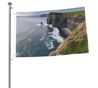 Drapeau du comté de Clare The Cliffs de l'Irlande - 6,1 x 0,9 m - Impression double face - Drapeau de jardin pour l'extérieur - Bannière cadeau avec œillets - Toile de fond pour photo pour décoration