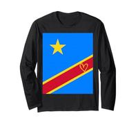 Drapeau du Congo Congo Cœur Fier Patrimoine fête Nationale Manche Longue
