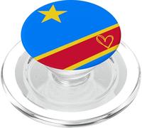 Drapeau du Congo Congo Cœur Fier Patrimoine fête Nationale PopSockets PopGrip pour MagSafe
