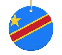 Drapeau du Congo - Décorations de Noël rondes en céramique, décorations de sapin de Noël et fournitures de fête de vacances