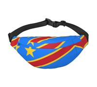 Drapeau du Congo Garçons Sac Banane Bandoulière Grand Voyage Mode Sac Banane pour Sports, Course, Cyclisme, Voyage, Pêche