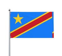 Drapeau du Congo. Imprimé sur un seul côté, 0,9 x 1,5 m, léger et fluide, adapté pour une utilisation en intérieur et en extérieur.