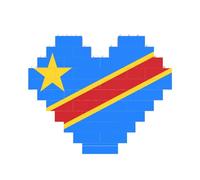 Drapeau du Congo Imprimer Bloc de Brique Puzzle en Forme de Cœur pour Saint Valentin Anniversaire Mariage