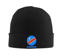 Drapeau du Congo Kinshasa Drapeau du Zaïre Casquette Chaude tricotée Bonnet en Maille d’Hiver Skullies Beanies Casquettes Hip-hop pour Unisexe