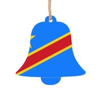 Drapeau du Congo Ornements de Sapin de Noël en Bois Forme de Cloche 1 PC - Décorations Pendentifs Vintage pour Décoration de Maison de Vacances