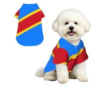 Drapeau du Congo S Pet Chemise hawaïenne pour petits chiens - Tenue d'été mignonne pour la plage pour chiot - Vêtement doux et respirant avec boutons