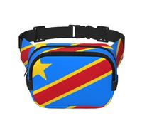 Drapeau du Congo Sac Banane Carré Double Couche Sangle Réglable pour Activités de Plein Air Noir Taille Unique, Noir , Taille unique