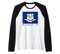 Drapeau du Connecticut de la Nouvelle-Bretagne Souvenir des États-Unis Manche Raglan