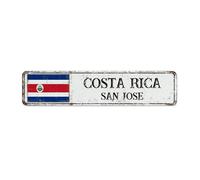 Drapeau du Costa Rica - 10,2 x 45,7 cm - Panneau en métal à suspendre pour chambre, cour, chambre à coucher, décoration murale - Plaque en métal souvenir de pays national - Plaque en étain pour