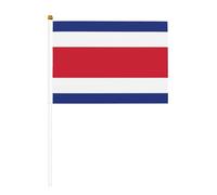 Drapeau du Costa Rica Mini drapeau blanc solide - Couleurs vives et résistant à la décoloration - Drapeaux à main avec lance
