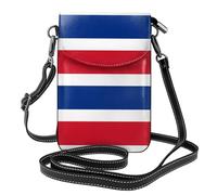 Drapeau du Costa Rica - Portefeuille spacieux pour téléphone portable, petit sac à main en toile polyvalent avec sangle en cuir réglable, noir, taille unique
