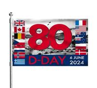 Drapeau Du D Day | Drapeau Commémoratif Du Jour D | 80e Drapeau Commémoratif Polyvalent | Drapeau Commémoratif Résistant À La Décoloration | Décoration Colorée Pour Les Célébratio