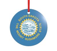 Drapeau du Dakota du Sud Imprimé Cœur Rond Acrylique Accessoires de Fête Ornement pour Noël Multi Scène Décorations Cadeaux