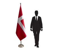 Drapeau du Danemark sur pied avec hampe et socle élégant - affichage officiel pour événements, cérémonies, réunions et décoration raffinée. Code CN1-DK