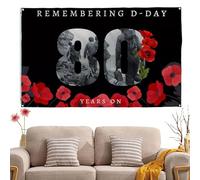 Drapeau du débarquement du 80e anniversaire du 80e anniversaire | Drapeau commémoratif extérieur de 5 pieds x 3 pieds | Drapeau de jardin, drapeau commémoratif Ai