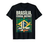 Drapeau du District fédéral du Brésil de Brasilia Retro Travel Art T-Shirt
