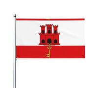 Drapeau du drapeau de Gibraltar. Drapeau de jardin extérieur 0,9 x 1,5 m, bannière en polyester imprimé vif, facile à accrocher pour terrasse, fête, camping