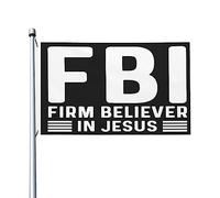 Drapeau du FBI croyant en Jésus, bannière extérieure double face pour pelouse 0,9 x 1,5 m, tapisserie du FBI croyant en Jésus pour dortoir
