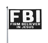 Drapeau du FBI Firm Believer In Jesus 3 x 5 pour extérieur, double face, décoration murale amusante pour la maison, le jardin, la terrasse, 0,9 x 1,5 m, tapisserie du FBI Firm Believer in Jesus pour l