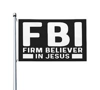 Drapeau du FBI Firm Believer In Jesus 3x5, décoration murale extérieure double face pour pelouse 3x5 pieds, tapisserie du FBI Firm Believer in Jesus pour chambre à coucher